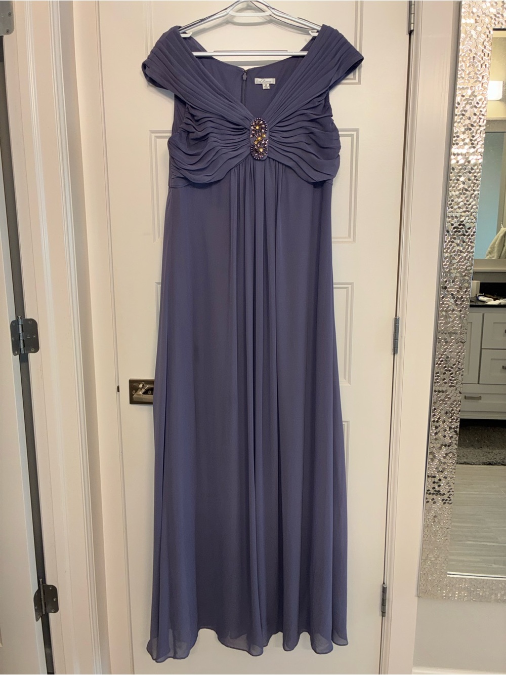 Liliana Dusty Lavender Beaded Ruched Empire Maxi Evening Dress Size 14 - Picture 2 of 14